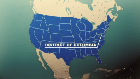 District of Columbia Map Highlight USA 3D Political Globe Animation Stock Footage 313418161