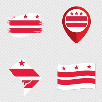District of Columbia State Flag Icon Set. Stock Illustration