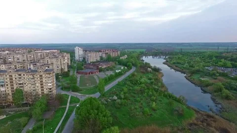 District Damanskiy, Kryvy Rih from aerial 2 Stock Footage