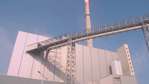 District heating plant with smoke stack Stock Footage 149266102