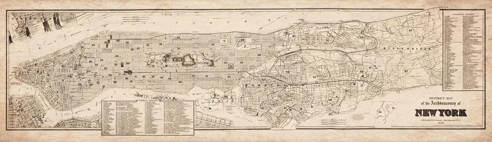 District Map Of The Archdeaconry Of New York 1883 Map Stock Illustration