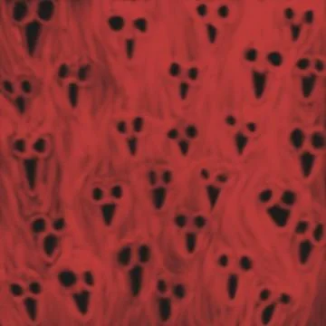 Disturbing Red Ghost Faces in Hellish Underworld Stock-Illustration