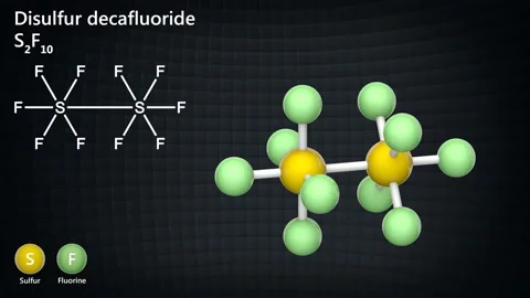 Disulfur decafluoride (S2F10). Seamless loop. Stock Footage 153973145