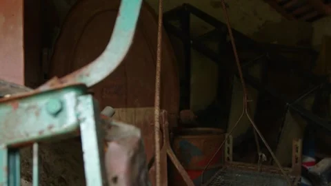Disused Stuff Inside Cluttered Storage Room. static shot Stock Footage 257889107