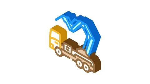 Ditch digger civil engineer isometric icon animation Stock Footage 327292025