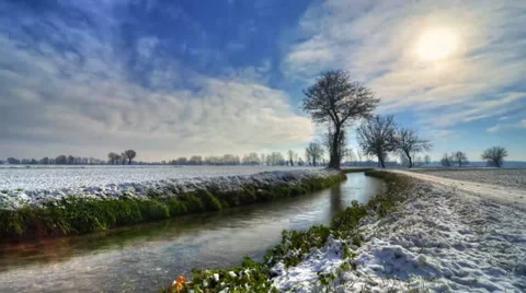 Ditch with snow - time lapse Stock Footage 33616033