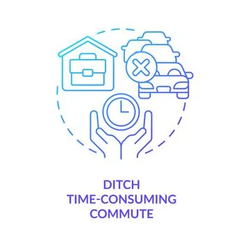 Ditch time-consuming commute blue gradient concept icon Stock Illustration