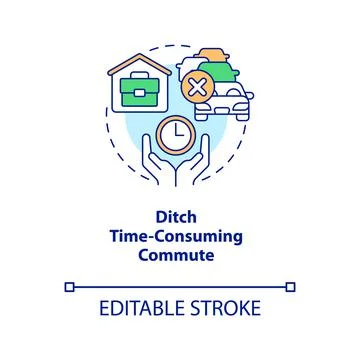 Ditch time-consuming commute concept icon Stock Illustration