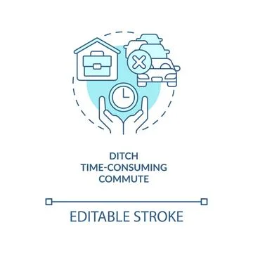 Ditch time-consuming commute turquoise concept icon Stock Illustration