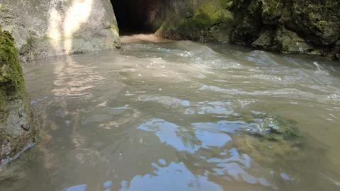 Ditch in a village 스톡 사진