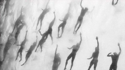 Dither Grayscale Silhouette Figures Trailing Concept with Noisy Effect Stock Footage 311531620