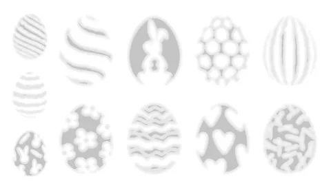 Dithered Easter egg shapes with soft patterns and transparent overlay. This.. Illustrazione stock