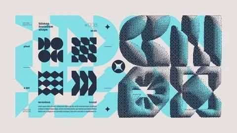 Dithering bitmap abstract vector color background with Postmodern geometric.. Stock Illustration