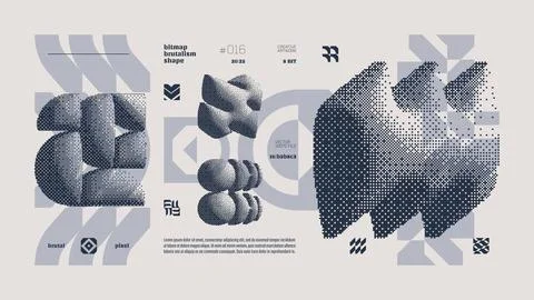 Dithering bitmap abstract vector color background with Postmodern geometric.. Stock Illustration