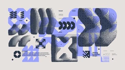 Dithering bitmap abstract vector color background with Postmodern geometric.. Stock Illustration