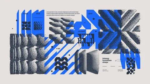 Dithering bitmap abstract vector color background with Postmodern geometric.. Illustrazione stock