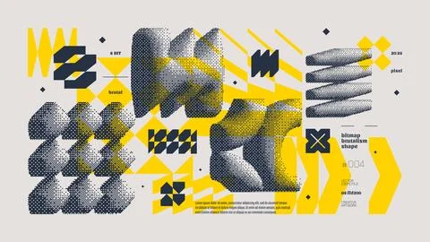 Dithering bitmap abstract vector color background with Postmodern geometric.. Illustrazione stock