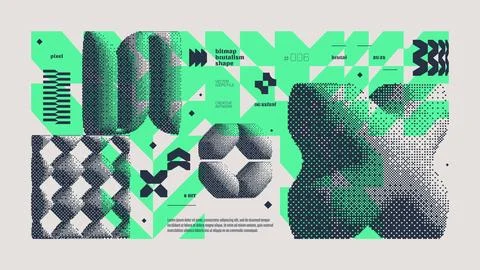 Dithering bitmap abstract vector color background with Postmodern geometric.. Stock Illustration