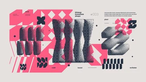 Dithering bitmap abstract vector color background with Postmodern geometric.. 库存插图