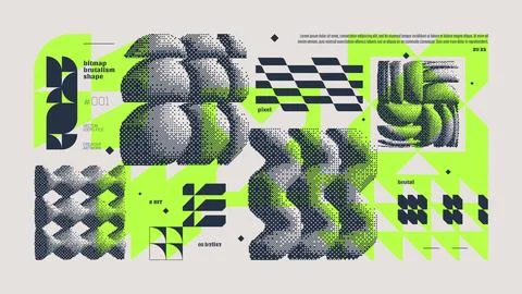 Dithering bitmap abstract vector color background with Postmodern geometric.. Illustrazione stock