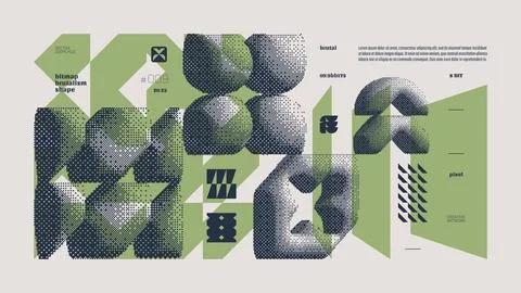 Dithering bitmap abstract vector color background with Postmodern geometric.. Stock Illustration