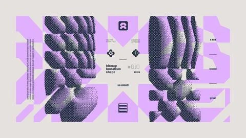 Dithering bitmap abstract vector color background with Postmodern geometric.. Stock Illustration