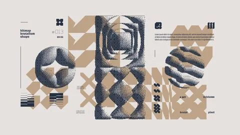Dithering bitmap abstract vector color background with Postmodern geometric.. Stock Illustration