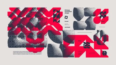 Dithering bitmap Y2K bold vector pixelated modernism artwork banner 8 bit a.. 스톡 일러스트