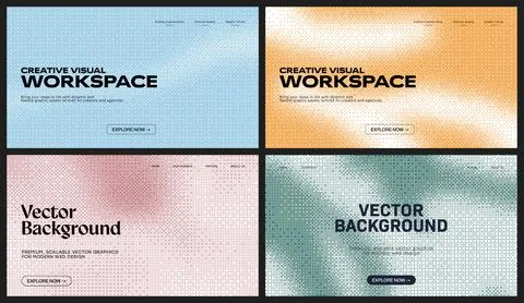 Dithering halftone pixel background set. This modern vector background coll.. Stock Illustration