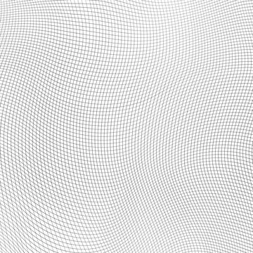 Ditorted grid background vector. optiacal illusion wavy cells texture abstract Illustrazione stock