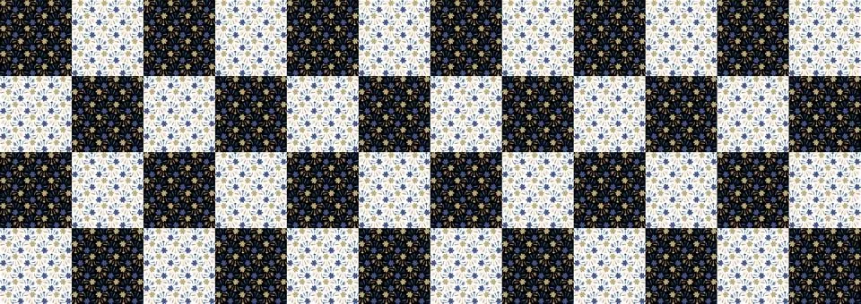 Ditsy daisy patchwork seamless border pattern. Retro seventies style patched 스톡 일러스트