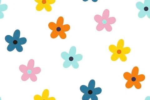Ditsy floral background. Seamless pattern with decorative flowers in Stock Illustration