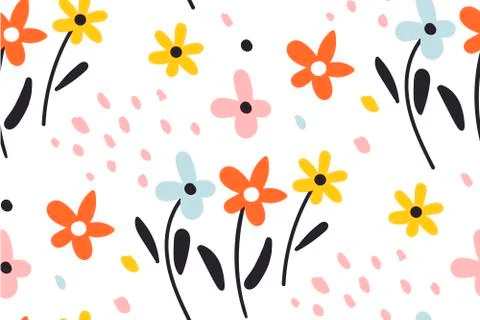 Ditsy floral background.Cute pattern in small flower. Creative kids for fabric Stock Illustration