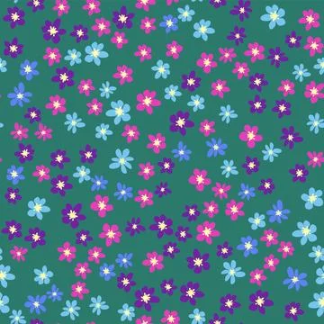 Ditsy floral seamless pattern. Flowers and stars pattern, lavender and pink Stock Illustration