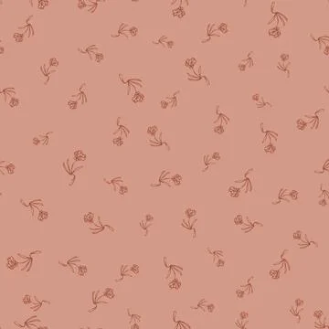 Ditsy floral seamless vector pattern in terracota Stock-Illustration