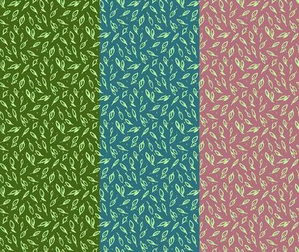 Ditsy Leaves seamless Pattern. Hand drawn doodle organic shape, random Stock Illustration