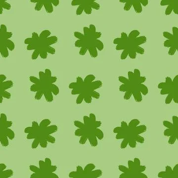 Ditsy seamless pattern with bright green flower bud elements. Pastel backgrou 스톡 일러스트