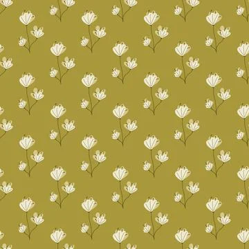 Ditsy seamless vintage pattern with white little abstract flowers shapes. Scr Stock Illustration