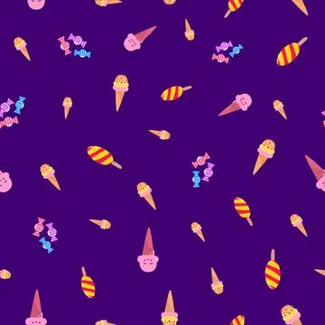 Ditsy small ice cream pattern design Stock Illustration