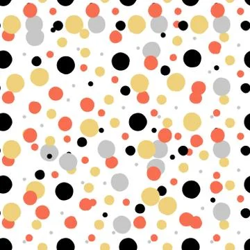 Ditsy vector polka dot pattern with random hand painted circles in white, bla Stock Illustration