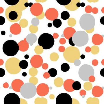 Ditsy vector polka dot pattern with random hand painted circles in white, bla Stock Illustration