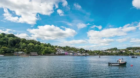 Dittisham and River Dart in Time Lapse, Devon, England, Europe Stock Footage 211046375