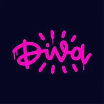 Diva - Lettering slogan with splash effect, drops in urban graffity style Stock Illustration