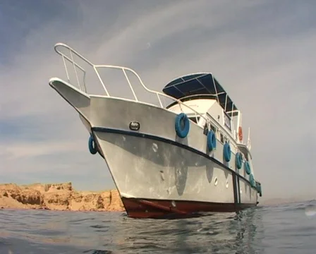 Dive boat approaching  from the water Stock Footage 459525
