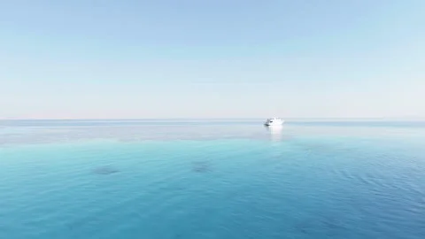 Dive Boat Floating on Turquoise Waters, Red Sea Egypt Stock Footage 343326195