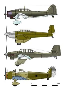 Dive bombers 1930-s Stock Illustration
