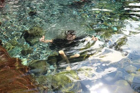 Dive into the clear Water Stockfoto's