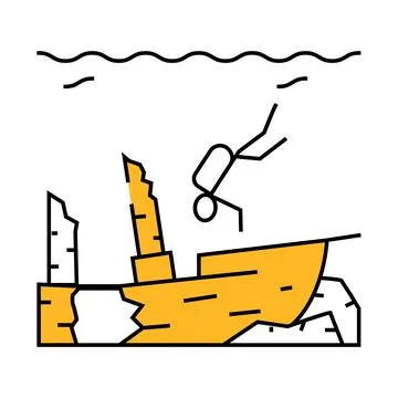 Dive course for sunken objects icon color illustration Stock Illustration