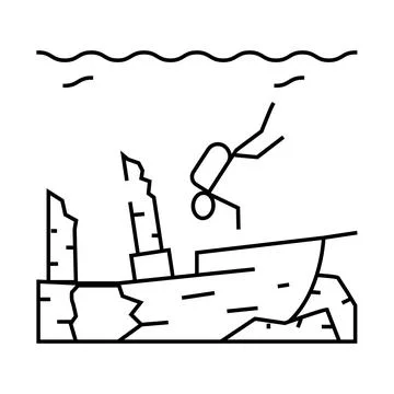 Dive course for sunken objects line icon vector illustration Stockillustratie