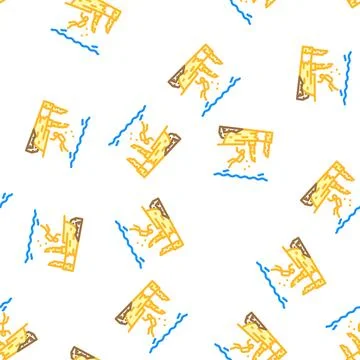 Dive course for sunken objects vector seamless pattern Stockillustratie